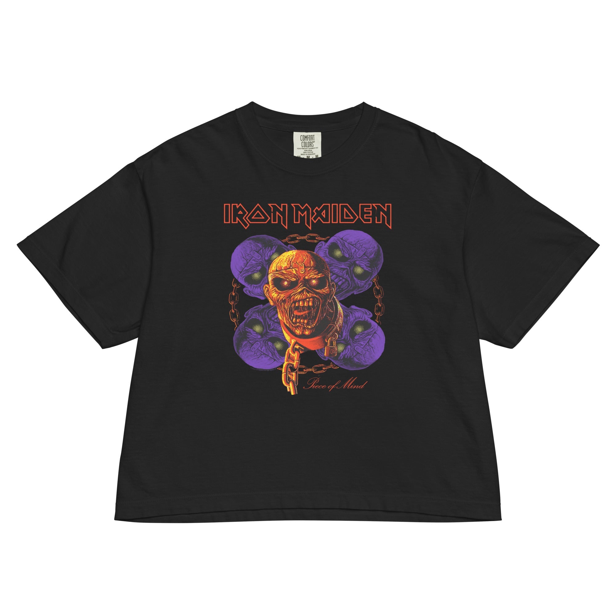 Iron Maiden - Five Heads are Better Mineral Wash Womens Crop Tee