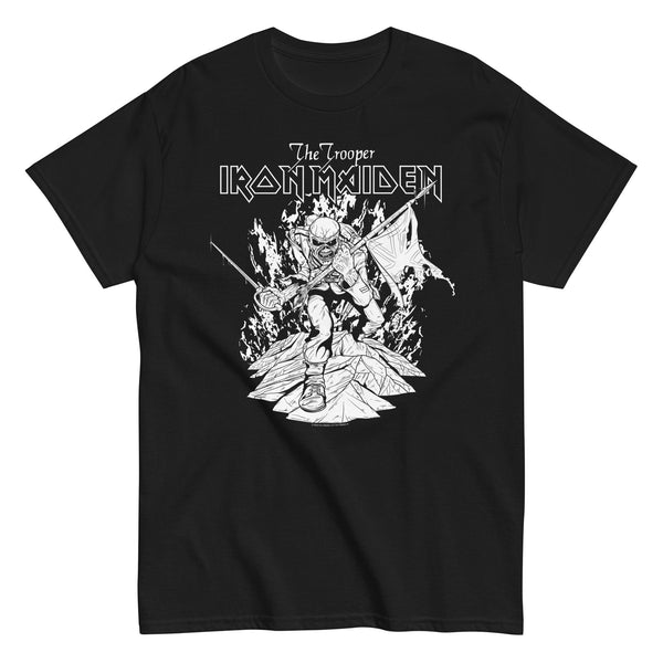 Iron Maiden - Trooper Black and White T-Shirt - HYPER iCONiC.