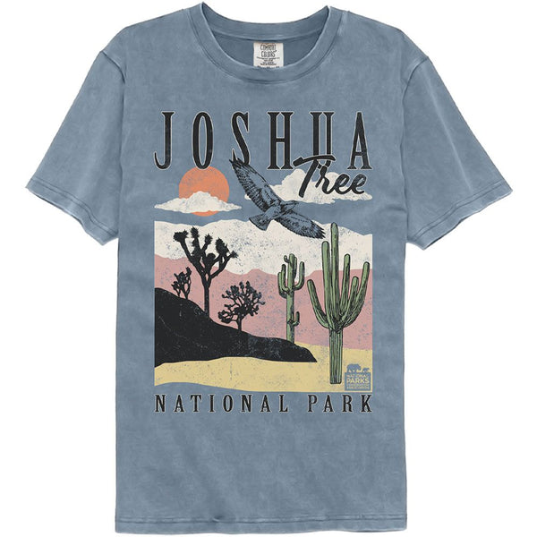 National Parks - Joshua Tree Landscape With Cacti Comfort Color T-Shirt - HYPER iCONiC.