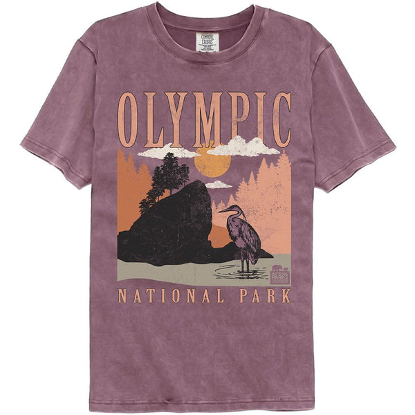 National Parks - Olympic Minimalist Landscape Comfort Color T-Shirt - HYPER iCONiC.