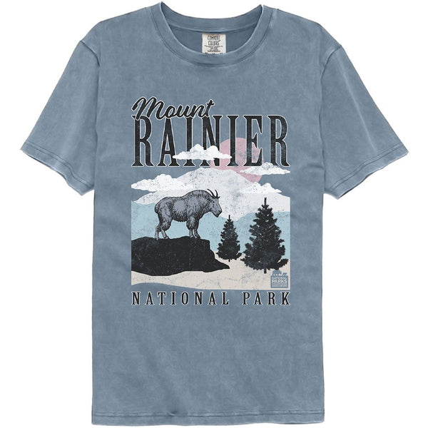National Parks - Ranier Minimalist Landscape Comfort Color T-Shirt - HYPER iCONiC.