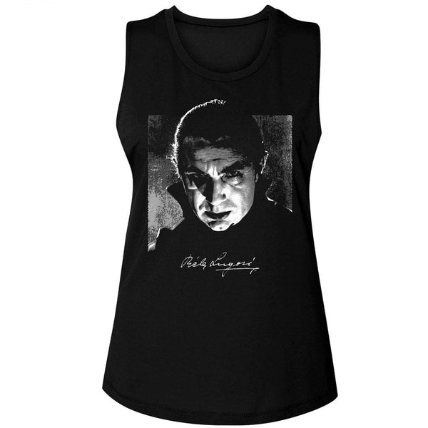 Bela Lugosi - BW Photo And Signature Womens Muscle Tank Top - HYPER iCONiC.