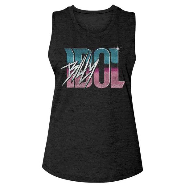Billy Idol - Name Gradient Womens Slub T-Shirt - HYPER iCONiC.