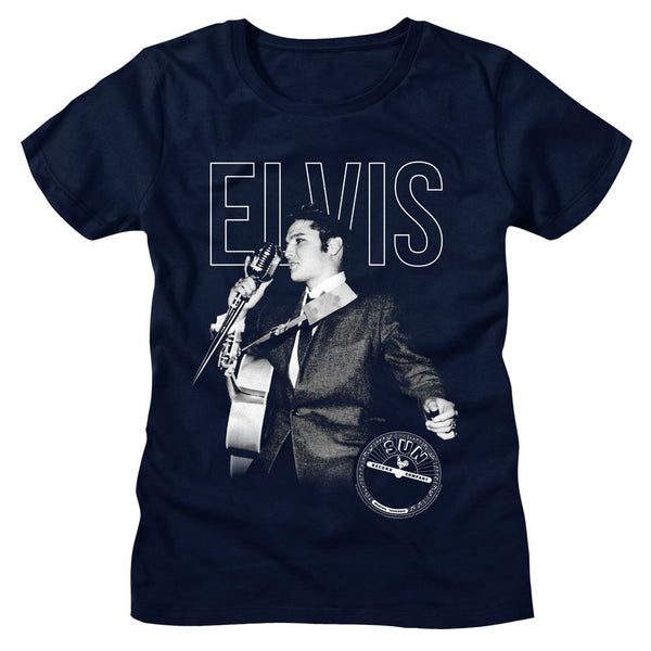 Elvis Presley - Elvis On The Mic Womens T-Shirt - HYPER iCONiC.