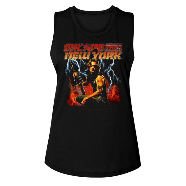 Escape From New York - Flames And Lightning Womens Muscle Tank Top - HYPER iCONiC.