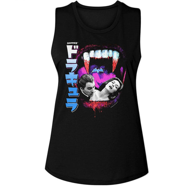 Hammer Horror - Fangs And Photos JPN Text Womens Muscle Tank Top - HYPER iCONiC.