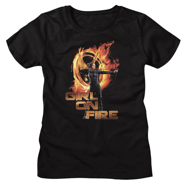 Hunger Games - Girl On Fire Womens T-Shirt - HYPER iCONiC.
