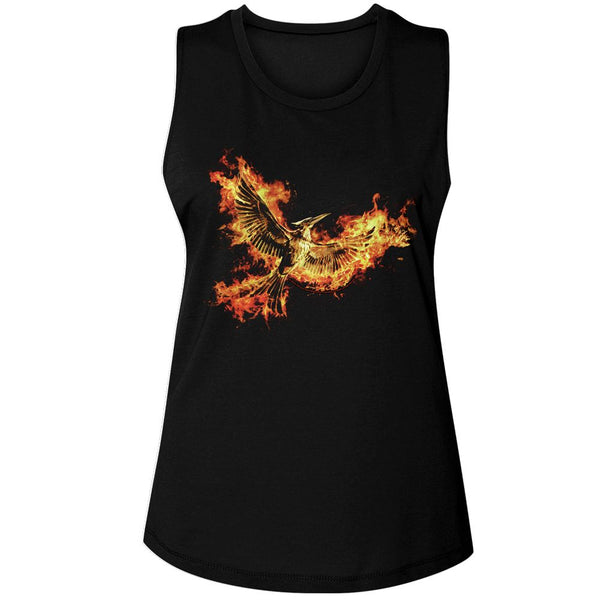 Hunger Games - Mockingjay Pt 2 Pin Womens Muscle Tank Top - HYPER iCONiC.