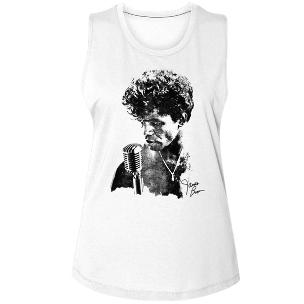 James Brown - JB Microphone Womens Muscle Tank Top - HYPER iCONiC.