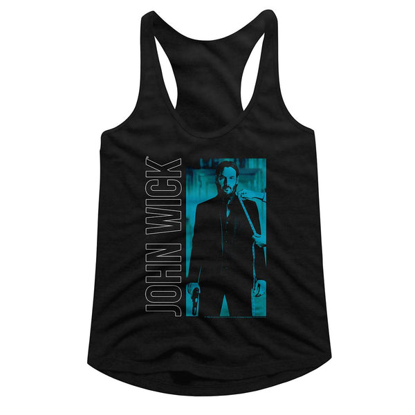 John Wick - Vertical Text And Rectangle Womens Racerback Tank Top - HYPER iCONiC.