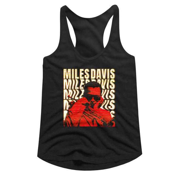 Miles Davis - Warped Text Womens Racerback Tank Top - HYPER iCONiC.