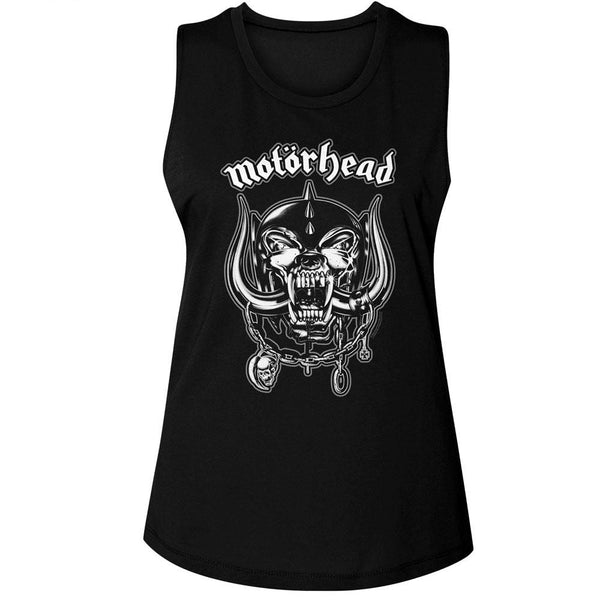 Motorhead - Snaggletooth And Logo Womens Muscle Tank Top - HYPER iCONiC.