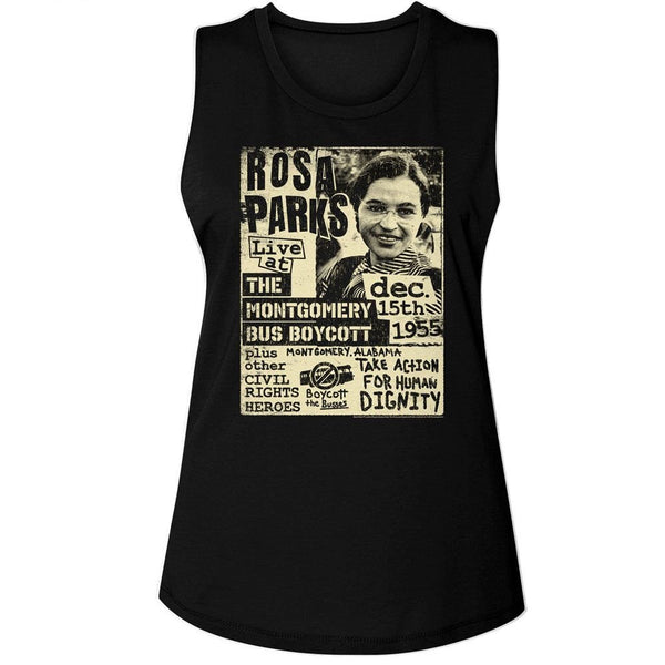 Rosa Parks - Bus Boycott Flyer Womens Muscle Tank Top - HYPER iCONiC.