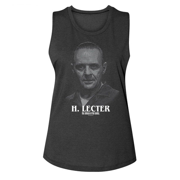 Silence Of The Lambs - Silence H Lecter Portrait Muscle Womens Muscle Tank Top - HYPER iCONiC.