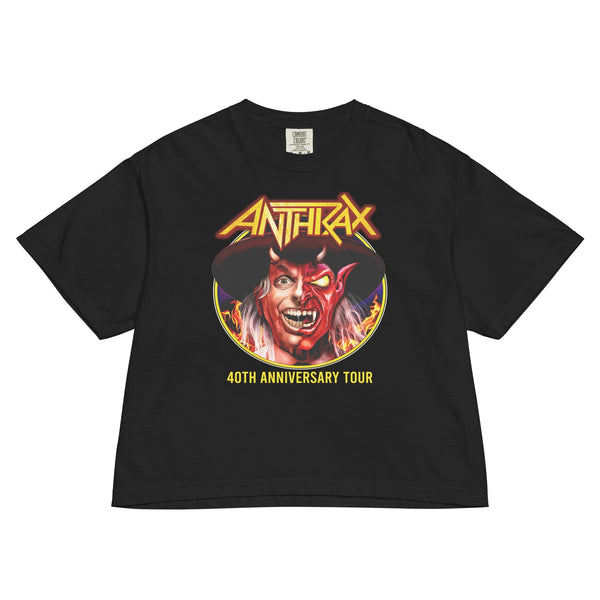 Anthrax Half Devil Mineral Wash Womens Crop Top - HYPER iCONiC.