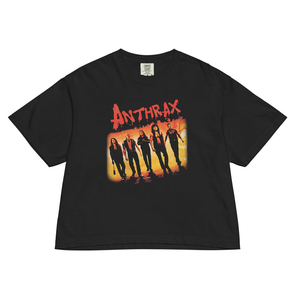 Anthrax Slanted Band Mineral Wash Womens Crop Top - HYPER iCONiC.