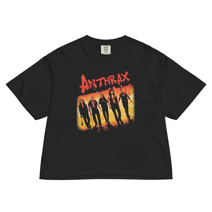 Anthrax Slanted Band Mineral Wash Womens Crop Top - HYPER iCONiC.
