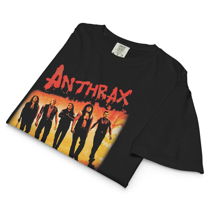 Anthrax Slanted Band Mineral Wash Womens Crop Top - HYPER iCONiC.