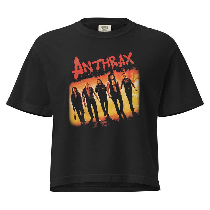 Anthrax Slanted Band Mineral Wash Womens Crop Top - HYPER iCONiC.
