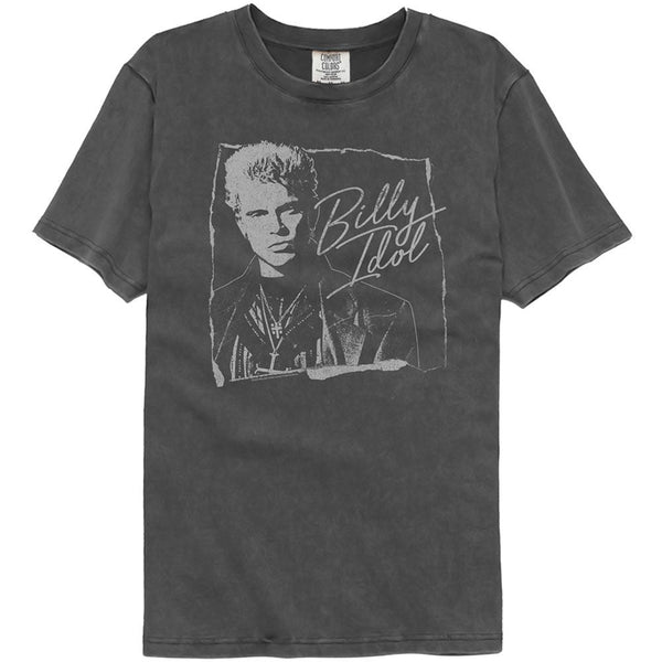 Billy Idol - Torn And Cursive Vintage Wash Black T-Shirt - HYPER iCONiC.
