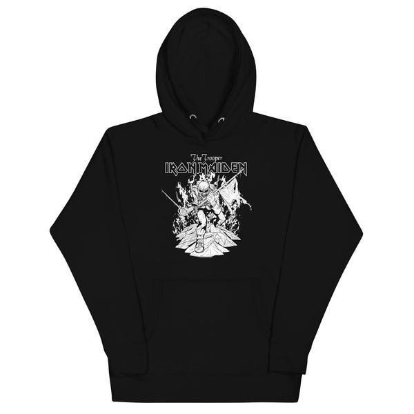 Iron Maiden Trooper Black and White Classic Hoodie - HYPER iCONiC.