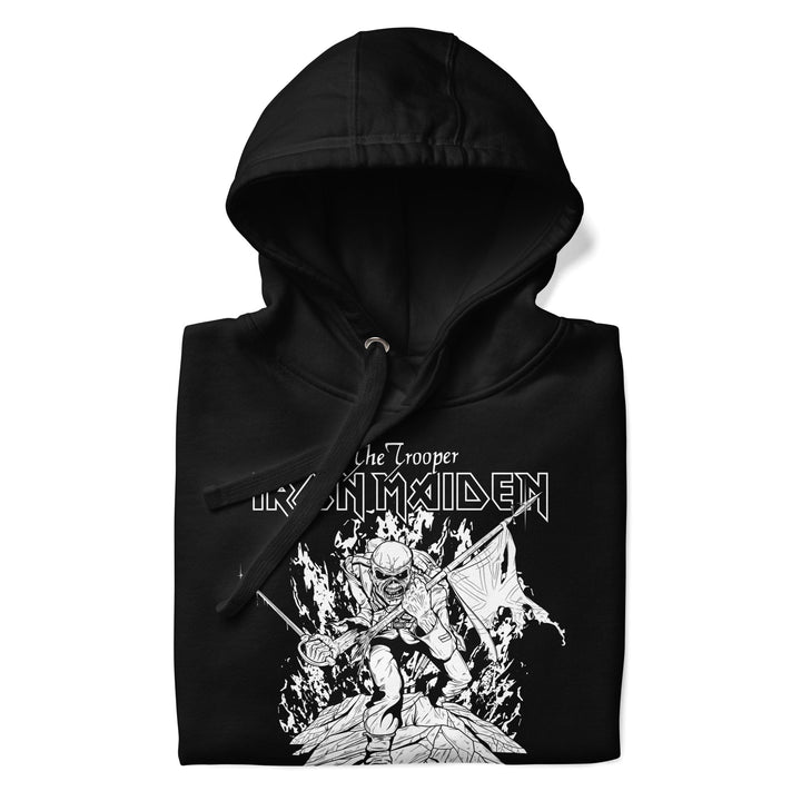 Iron Maiden Trooper Black and White Classic Hoodie - HYPER iCONiC.