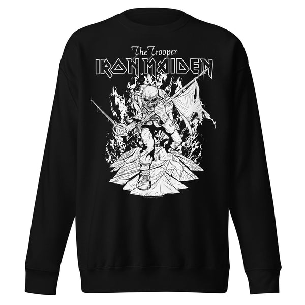 Iron Maiden Trooper Black and White Jumbo Print Sweatshirt - HYPER iCONiC.