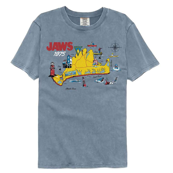 Jaws - 75 Island Map Comfort Color T-Shirt - HYPER iCONiC.
