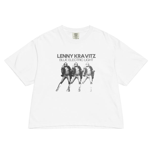 Lenny Kravitz Blue Electric Mineral Wash Womens Crop Top - HYPER iCONiC.