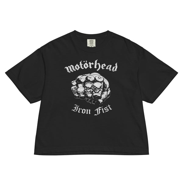 Motorhead Iron Fist Vintage Mineral Wash Womens Crop Top - HYPER iCONiC.