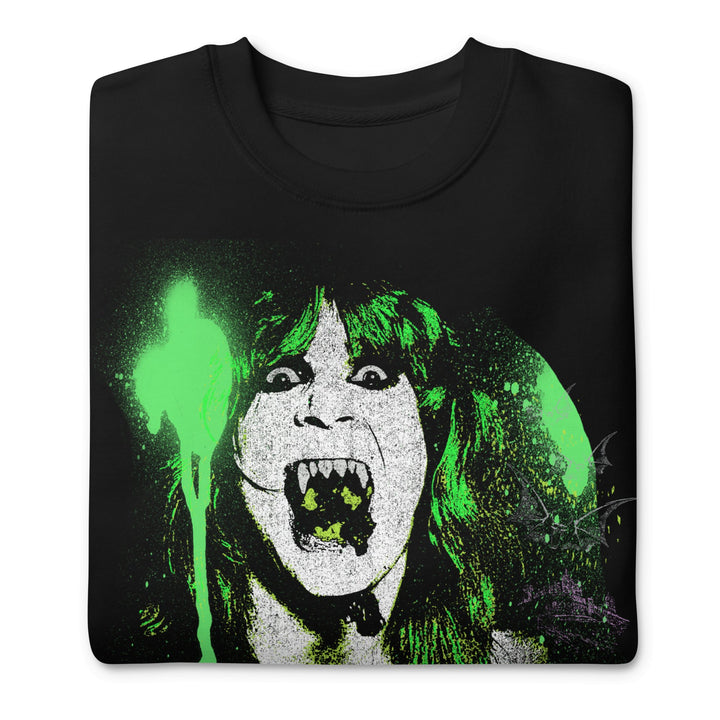 Ozzy Osbourne Green Screaming Jumbo Print Sweatshirt - HYPER iCONiC.