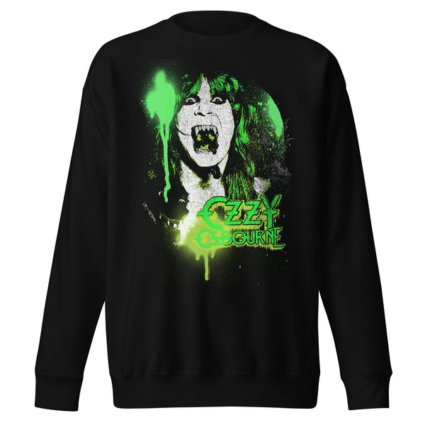 Ozzy Osbourne Green Screaming Jumbo Print Sweatshirt - HYPER iCONiC.