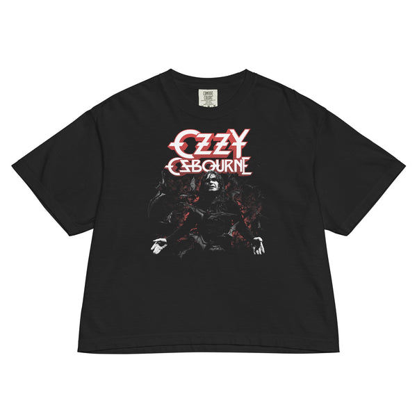 Ozzy Osbourne Prince of Darkness Mineral Wash Womens Crop Top - HYPER iCONiC.