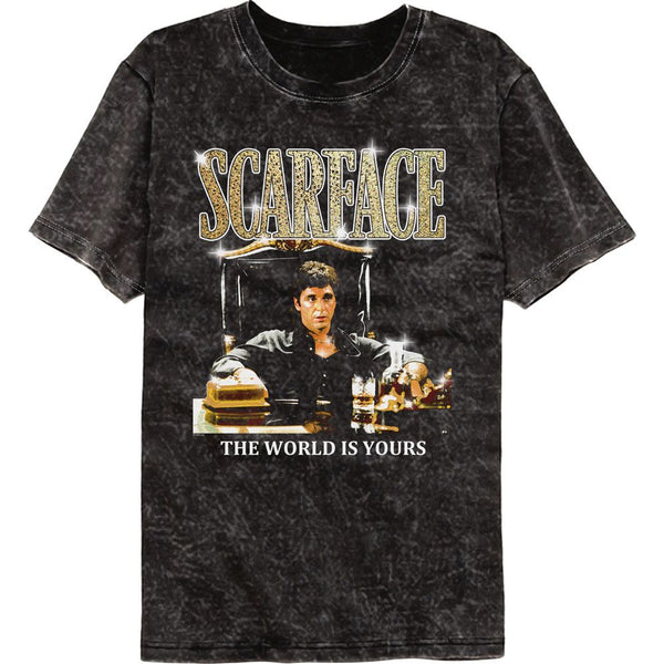 Scarface - Gold Logo Vintage Wash T-Shirt - HYPER iCONiC.