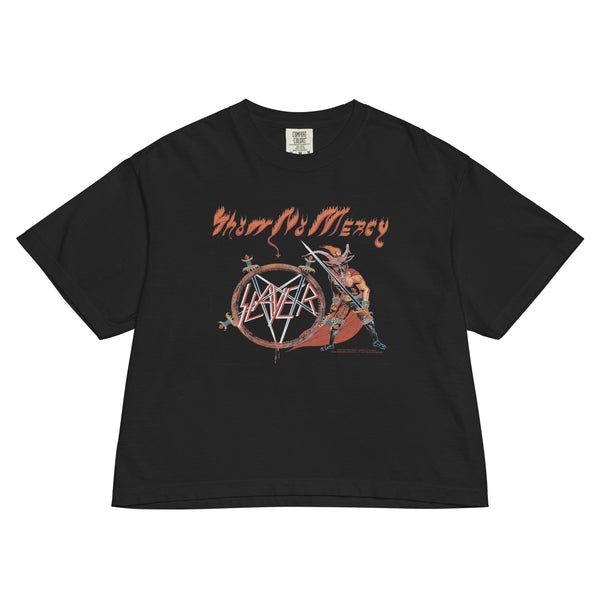 Slayer Merch Sword Mineral Wash Womens Crop Top - HYPER iCONiC.