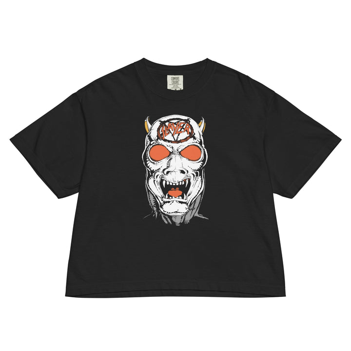 Slayer Reign in Blood 86 - 87 Tour Mineral Wash Womens Crop Top - HYPER iCONiC.