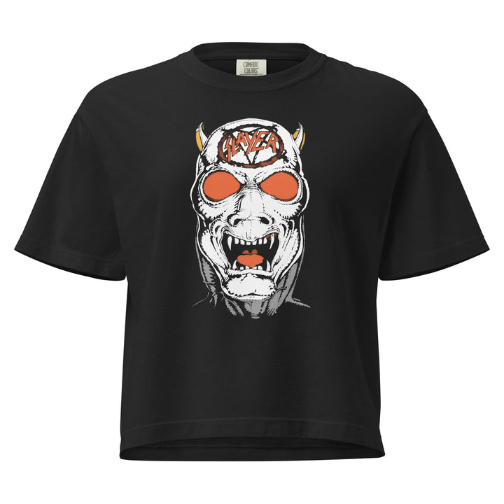 Slayer Reign in Blood 86 - 87 Tour Mineral Wash Womens Crop Top - HYPER iCONiC.