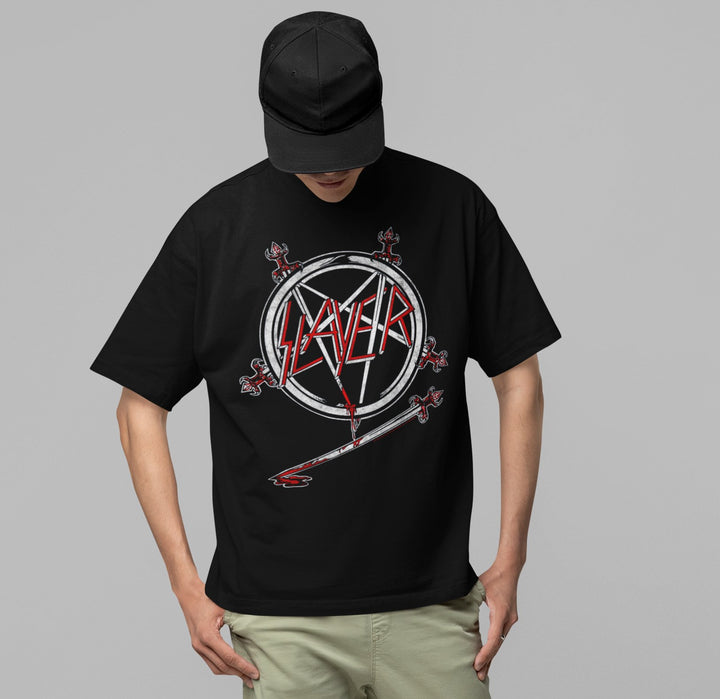 Slayer Sword Logo Jumbo Print T-shirt - HYPER iCONiC.