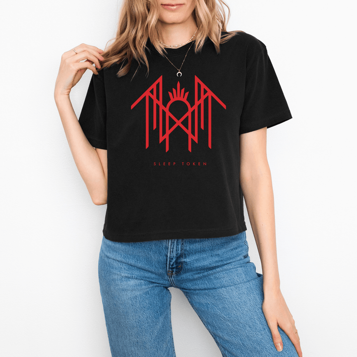 Sleep Token Dark Signs Mineral Wash Womens Crop Top - HYPER iCONiC.