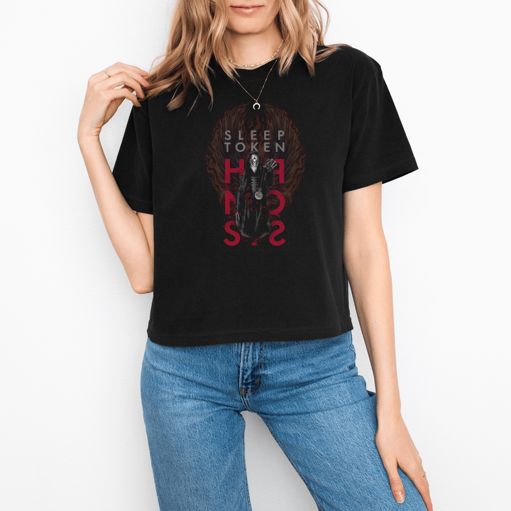 Sleep Token Medallion Mineral Wash Womens Crop Top - HYPER iCONiC.