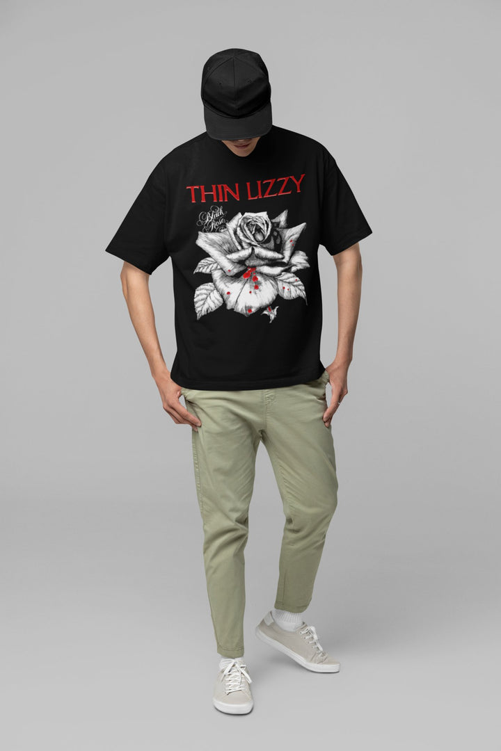 Thin Lizzy - Black Rose Jumbo Print T-Shirt - HYPER iCONiC.