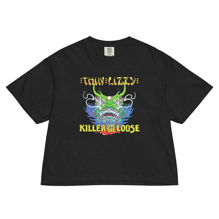 Thin Lizzy Killers on the Loose Mineral Wash Womens Crop Top - HYPER iCONiC.
