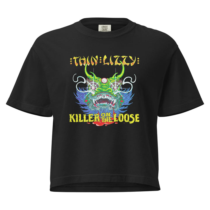 Thin Lizzy Killers on the Loose Mineral Wash Womens Crop Top - HYPER iCONiC.