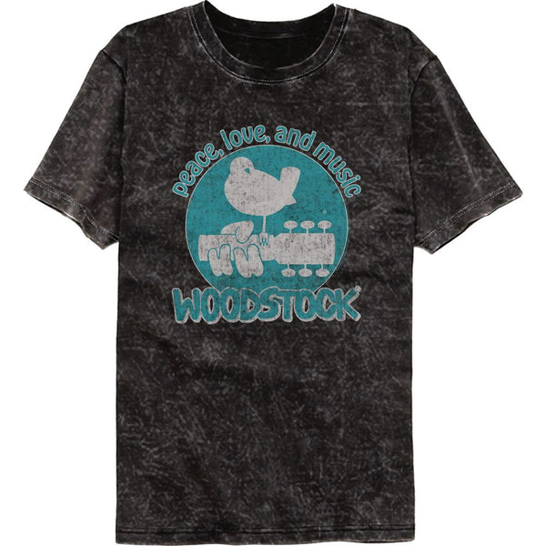 Woodstock - Peace Love And Music Vintage Wash T-Shirt - HYPER iCONiC.