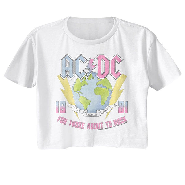 AC/DC - AC/DC Earth For Those About To Rock Womens Crop Tee - HYPER iCONiC.