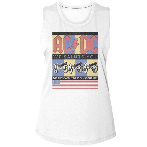 AC/DC - AC/DC Flag We Salute You Womens Muscle Tank Top - HYPER iCONiC.
