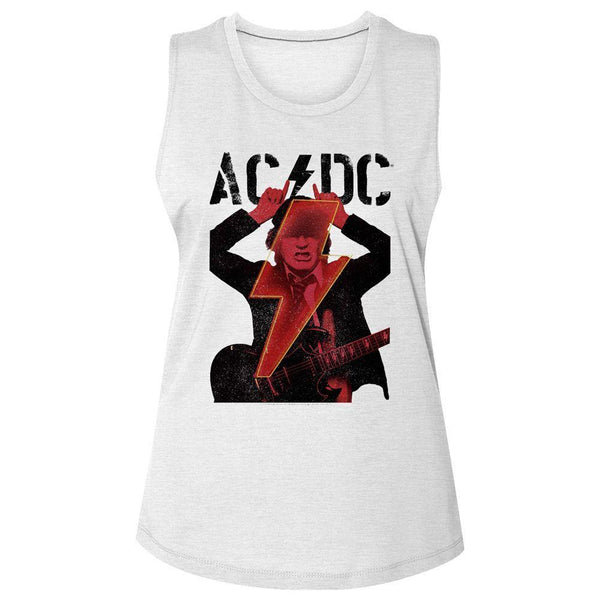 AC/DC - Angus Horns & Bolt Womens Slub T-Shirt - HYPER iCONiC