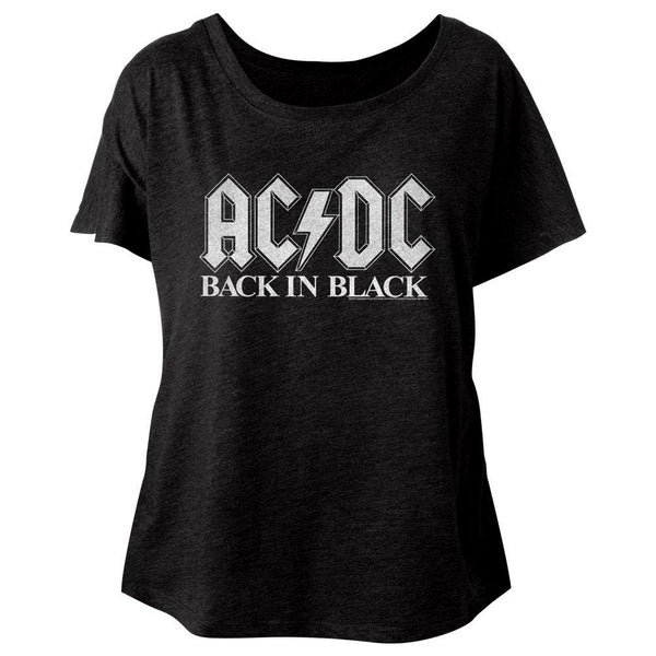 AC/DC - Back In Black 2 Womens Short Sleeve Dolman - HYPER iCONiC