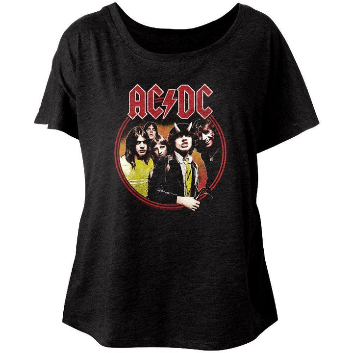 AC/DC - Highway To Hell Circle Womens Short Sleeve Dolman - HYPER iCONiC
