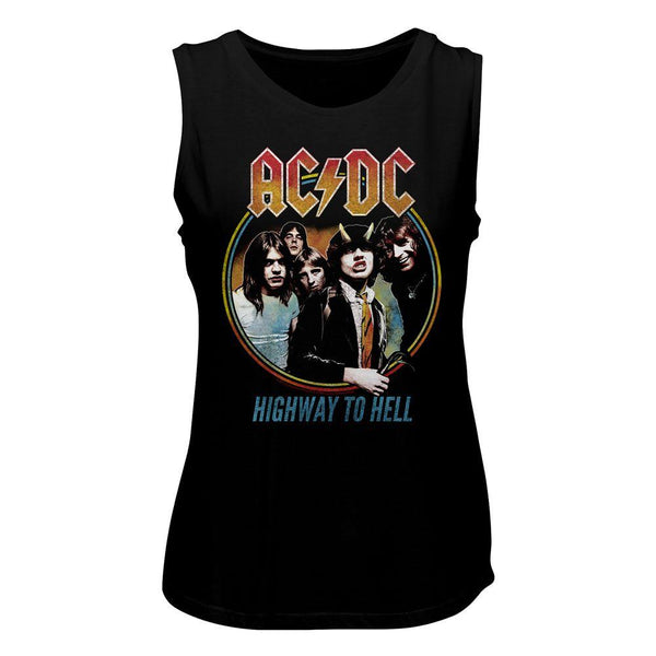 AC/DC - Highway To Hell Tricolor Womens Muscle Tank Top - HYPER iCONiC